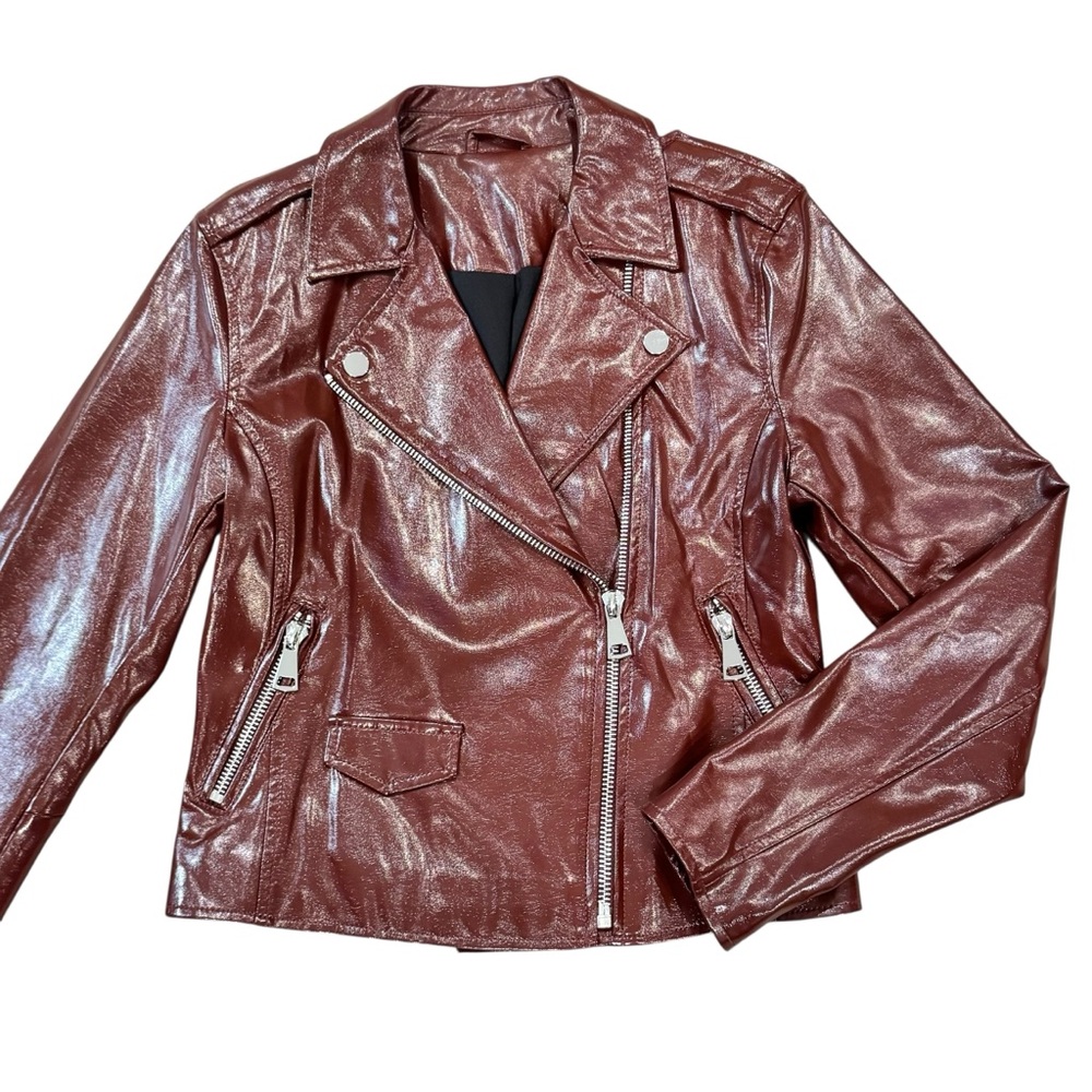 Faux Patent Leather Moto Jacket - Picture 11 of 16